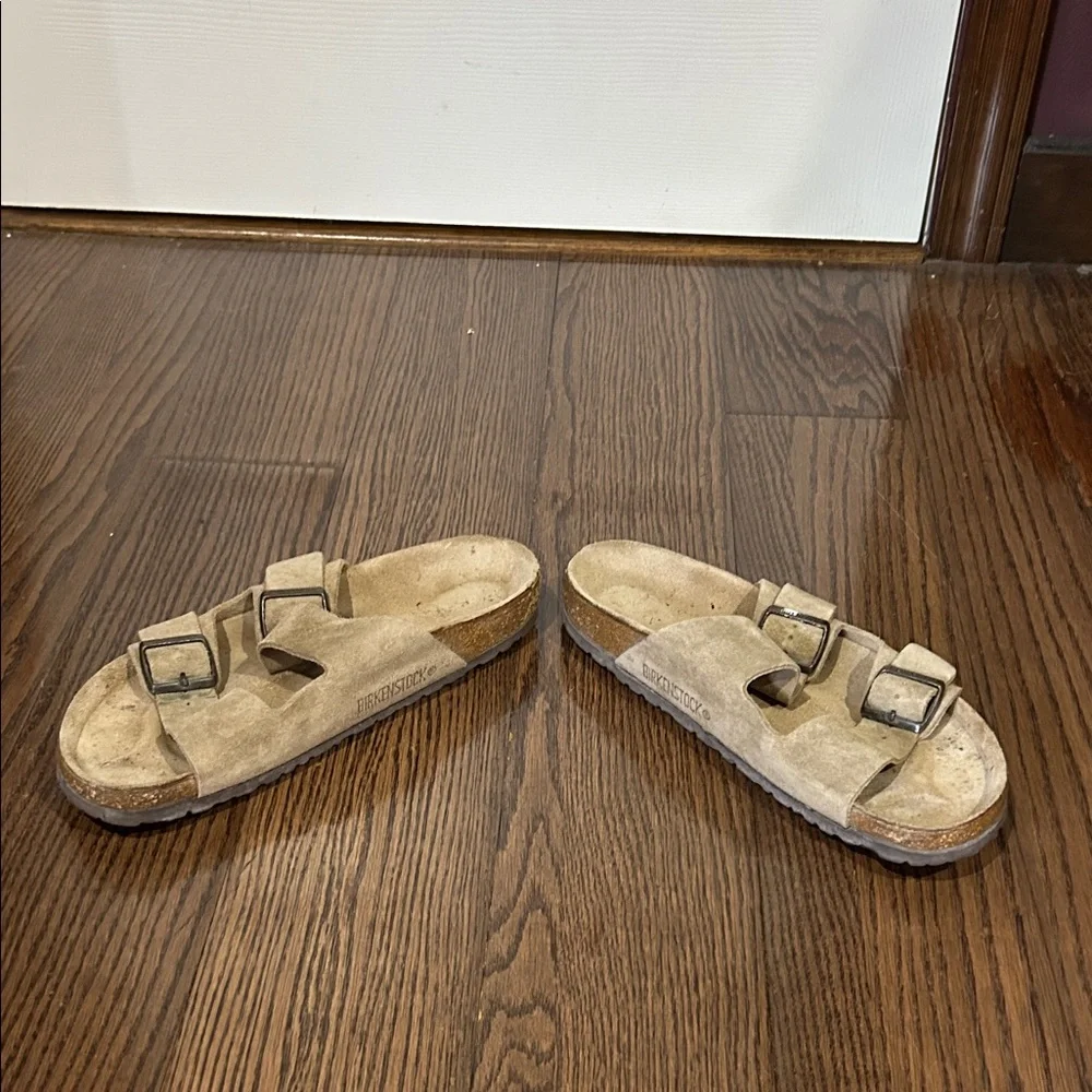 Birkenstock Men's Taupe suede Arizona suede strappy sandals shoes sz 10-10.5